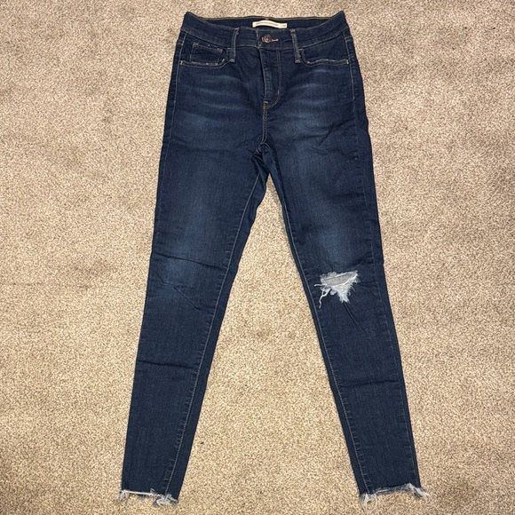 Levi's Women's High Rise Super Skinny Jeans - Dark Blue - Picture 3 of 7